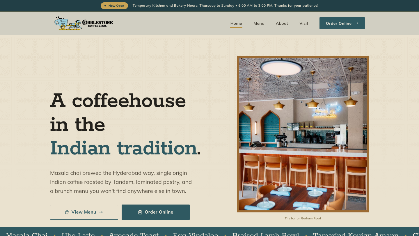 Cobblestone Coffee and Company website